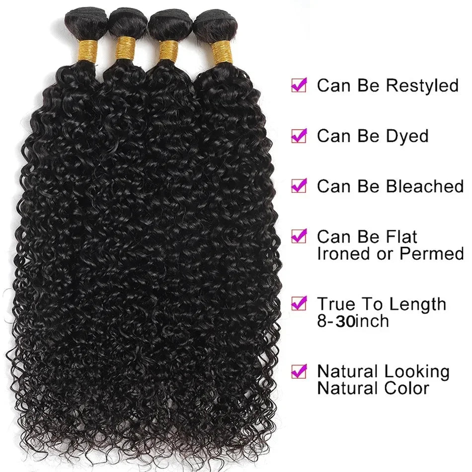 12A Kinky Curly Hair Bundles 1/3/ Jerry Human Burmese Extensions, 100% Unprocessed