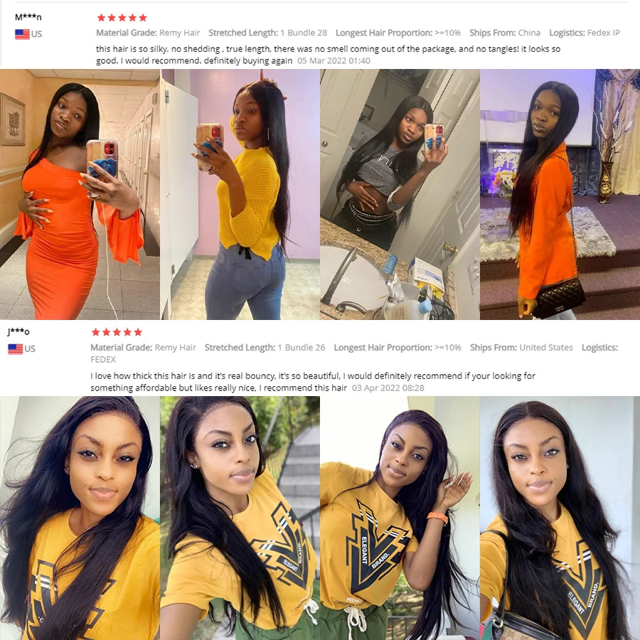 26Inch Human Hair Bundles 10A Brazilian Raw Weave Straight Extensions