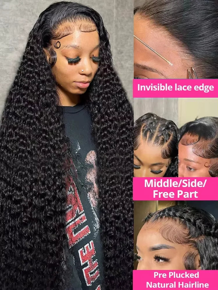 Deep Wave 13x6 Lace Front Human Hair Wig, 200% Remy Curl Full