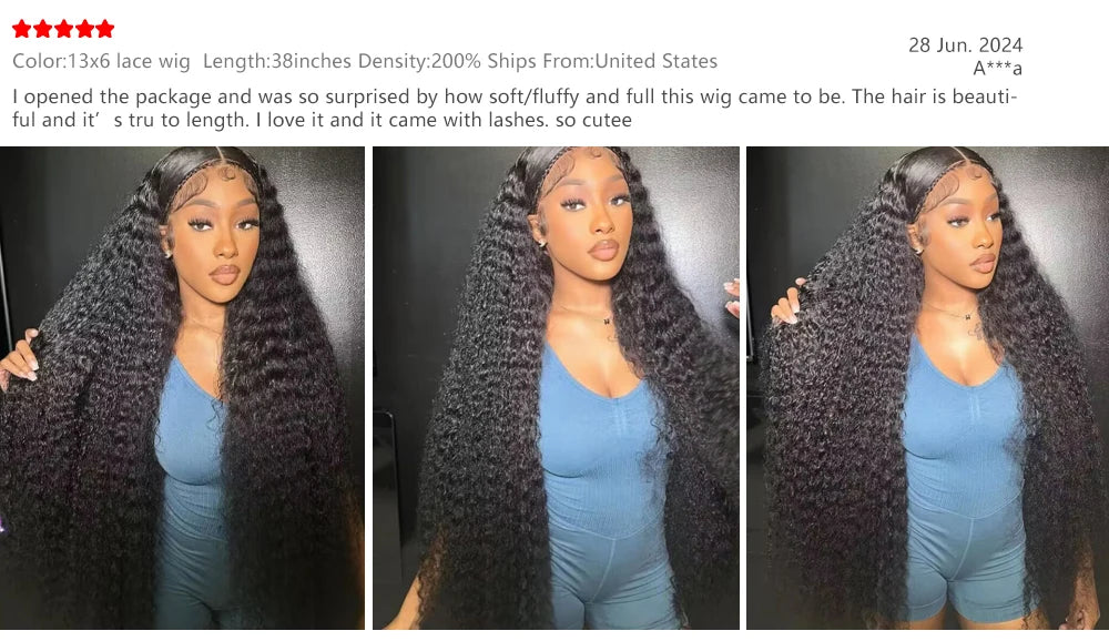 Deep Wave 13x6 Lace Front Human Hair Wig, 200% Remy Curl Full