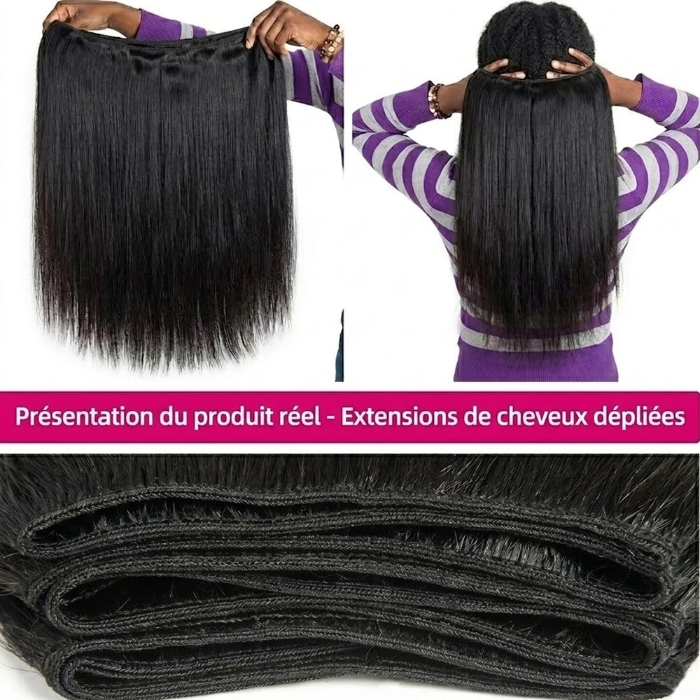 Straight Human Hair Bundles 16A Double Weft Bone Brazilian Virgin Raw Extensions