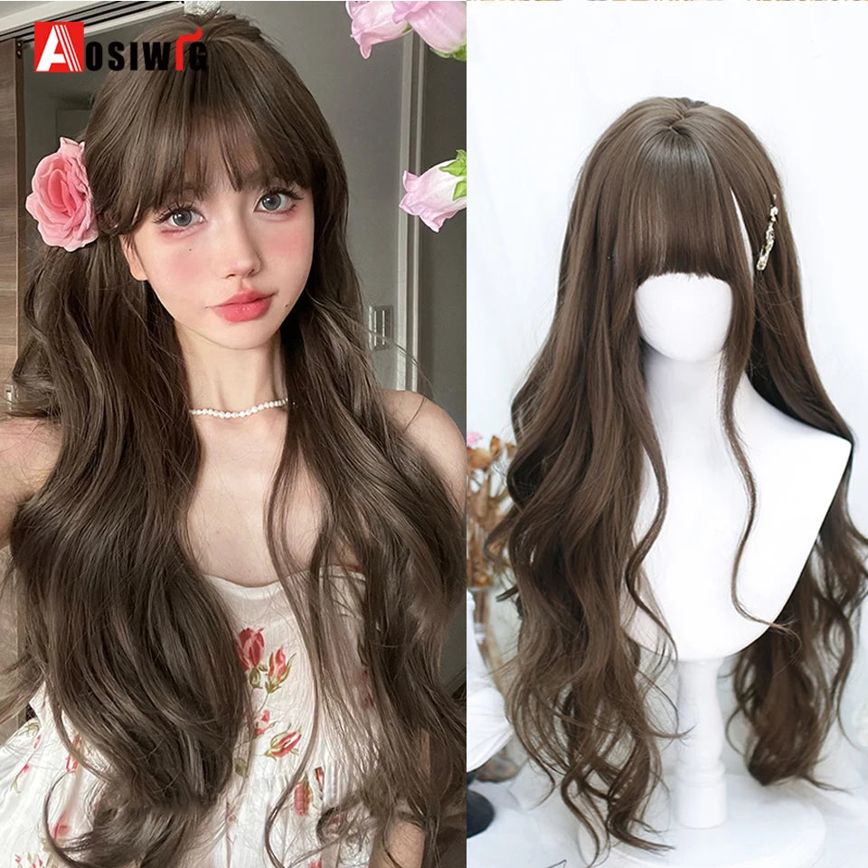 Blonde Twin Ponytail Princess Cut Natural Short Hair Synthetic Wigs Bangs Heat