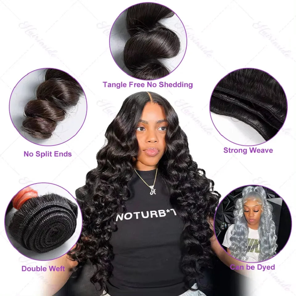 Loose Wave Bundle Human Hair Weave Unprocessed Virgin Wavy Weft Big Spiral