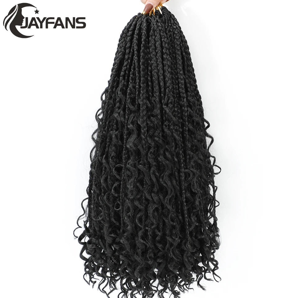 Boho Box Braids Crochet Synthetic Hair Goddess Curly Ends Bohomian