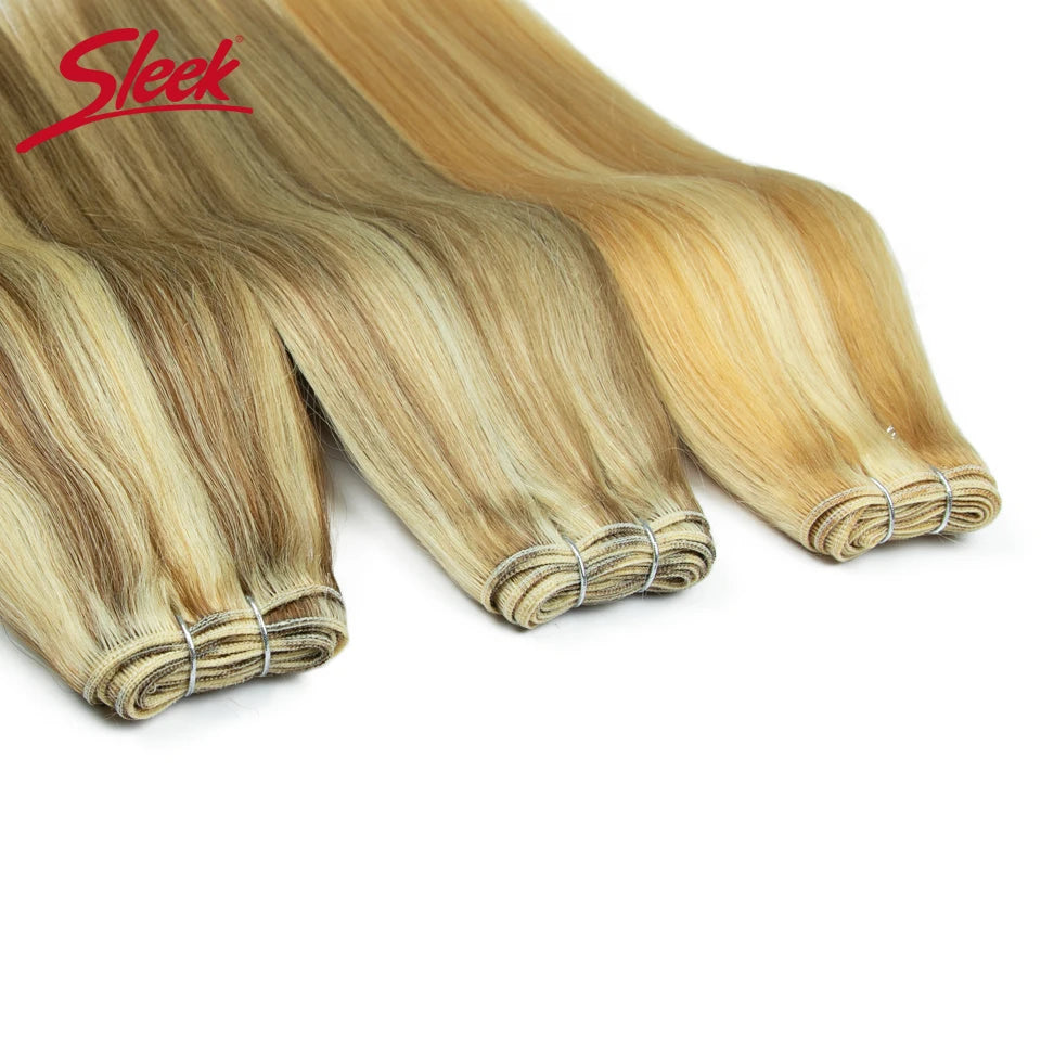Sleek Peruvian Straight Human Hair Double Drawn Natural Weave Bundles Brown Remy