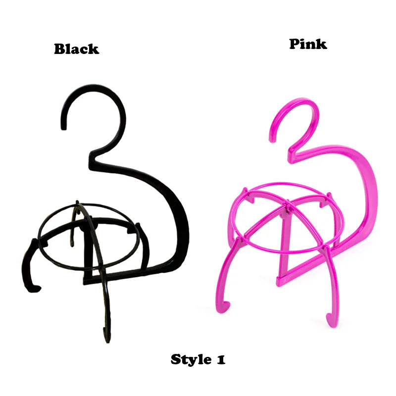 Plastic Wig Stand Portable Head Black Pink Hang Holder Durable Hair Display
