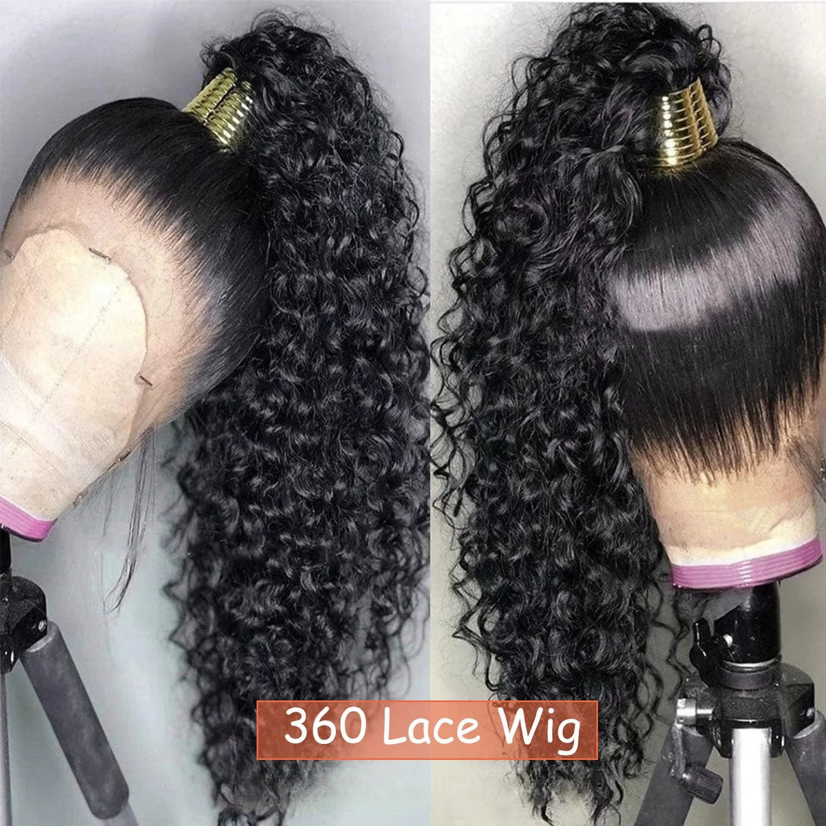 Full Lace Wig Deep Wave Frontal Brazilian Curly Human Hair HD Invisible