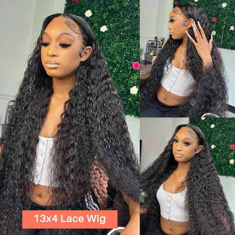 13x4 Kinky Curly Lace Front Human Hair Wigs Brazilian HD Deep Wave
