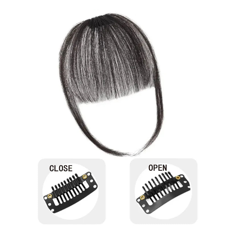 Synthetic 3D Short Air Hair Bangs Clip in Extensions Realistic Fringe Hairpiece