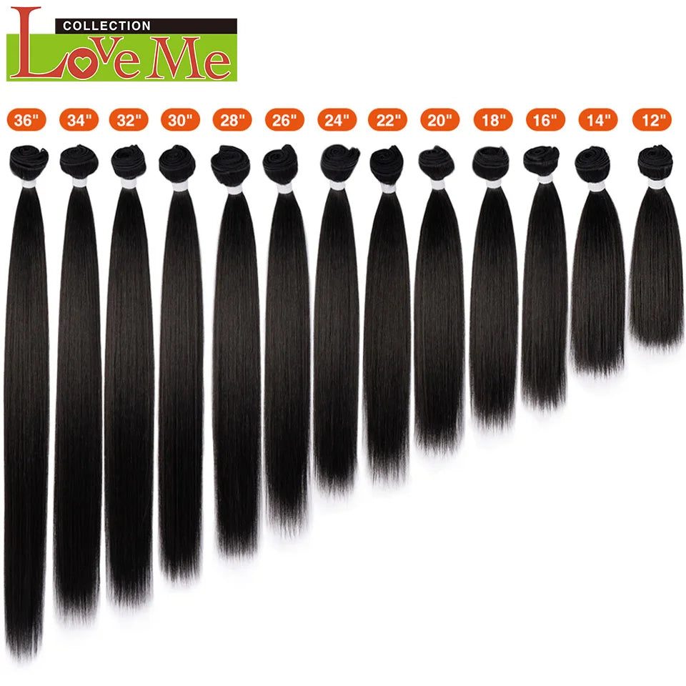 Yaki Straight Hair Extensions Salon Synthetic Bundles Temperature Fiber Ombre Blonde Fake