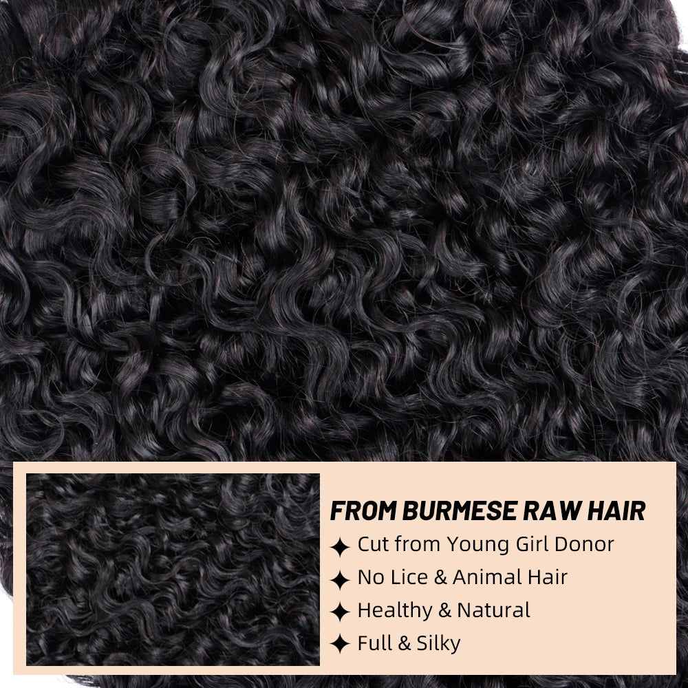 Burmese Curly Bundles, 100% Human Hair Virgin Weave Extensions Ends 1/3/ Natural