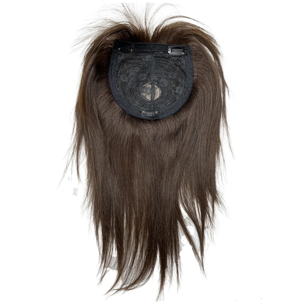 Thick Human Hair Toppers Doll Bangs Long 45cm 60g Heavy Natural Hairpiece