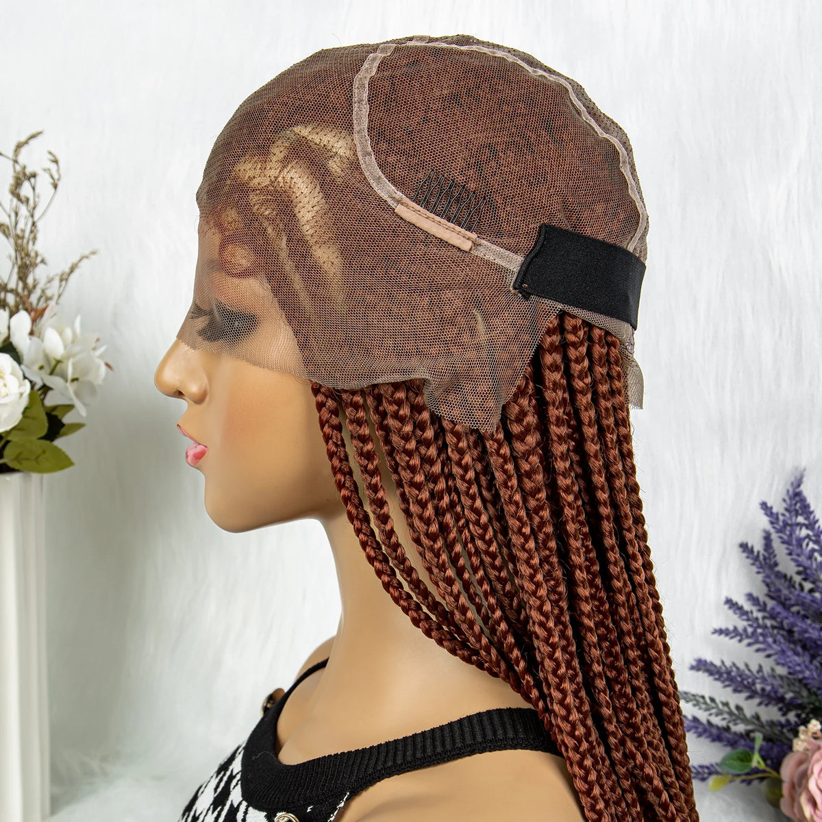 Synthetic Transparent HD Full Lace Braided Wigs Crochet Braid Braiding Hair Knotless