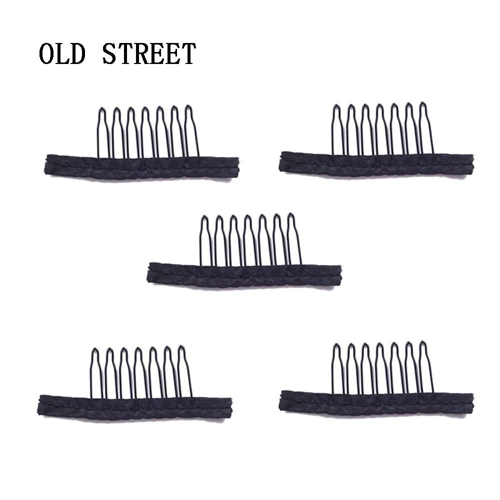 Black Teeth Wig Combs Set Lace Cap Accessories Safe Stable Clips Application