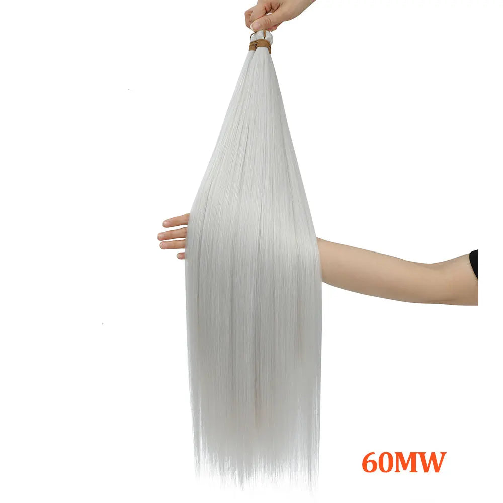 300G Straight Pony Hair Bundles Crochet Braids Synthetic Braiding Ombre Brown Soft