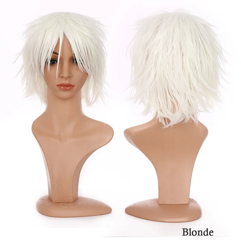 Synthetic Wig Cosplay White Red Green Blue Pink Yellow Hair Short Layer