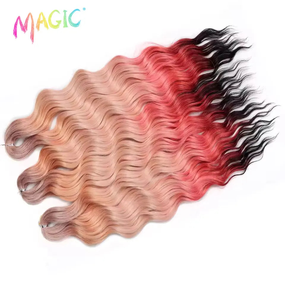 Water Wave Braiding Hair Extensions Ombre Blonde Deep Afro Curl Twist Crochet