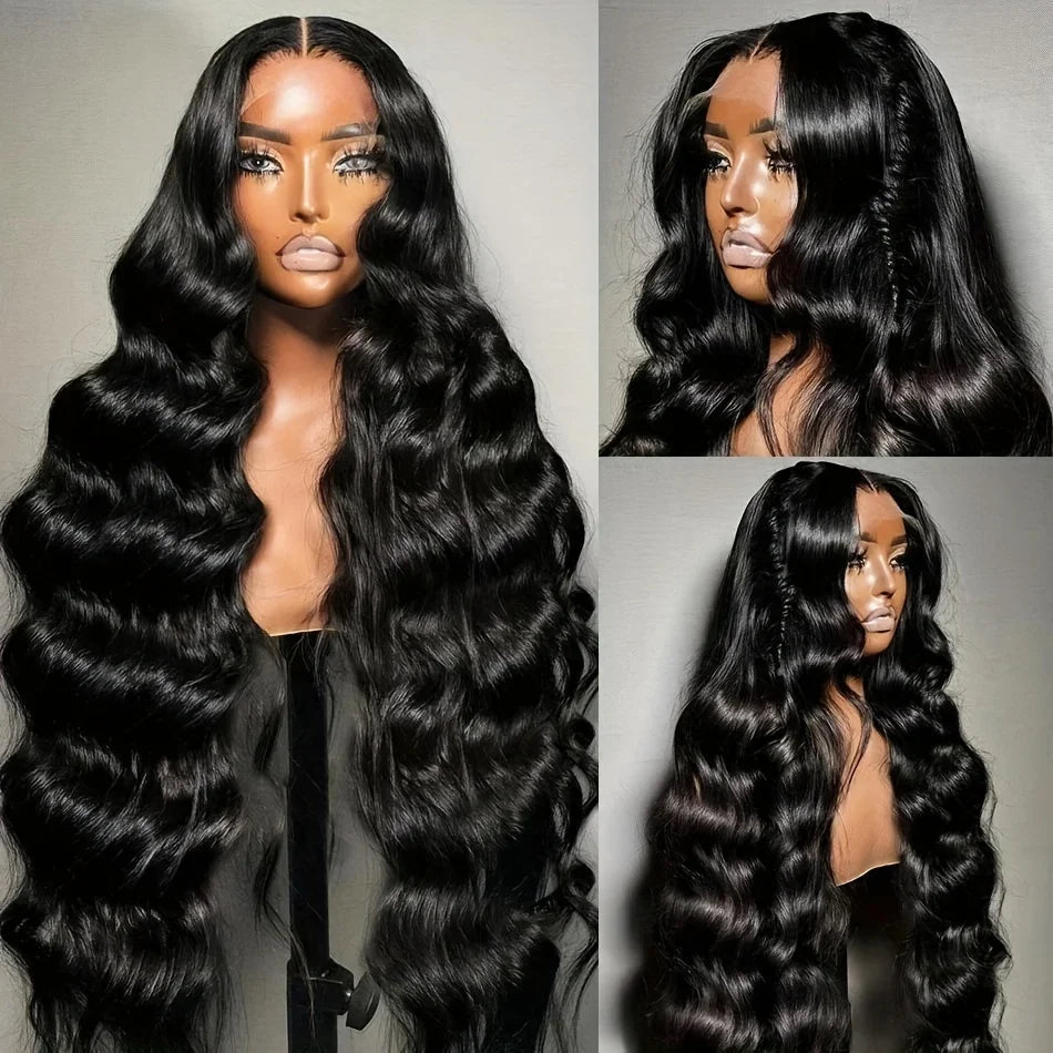Density Body Wave Lace Front Wigs, 13x4 Closure Gluless Transparent Human Hair
