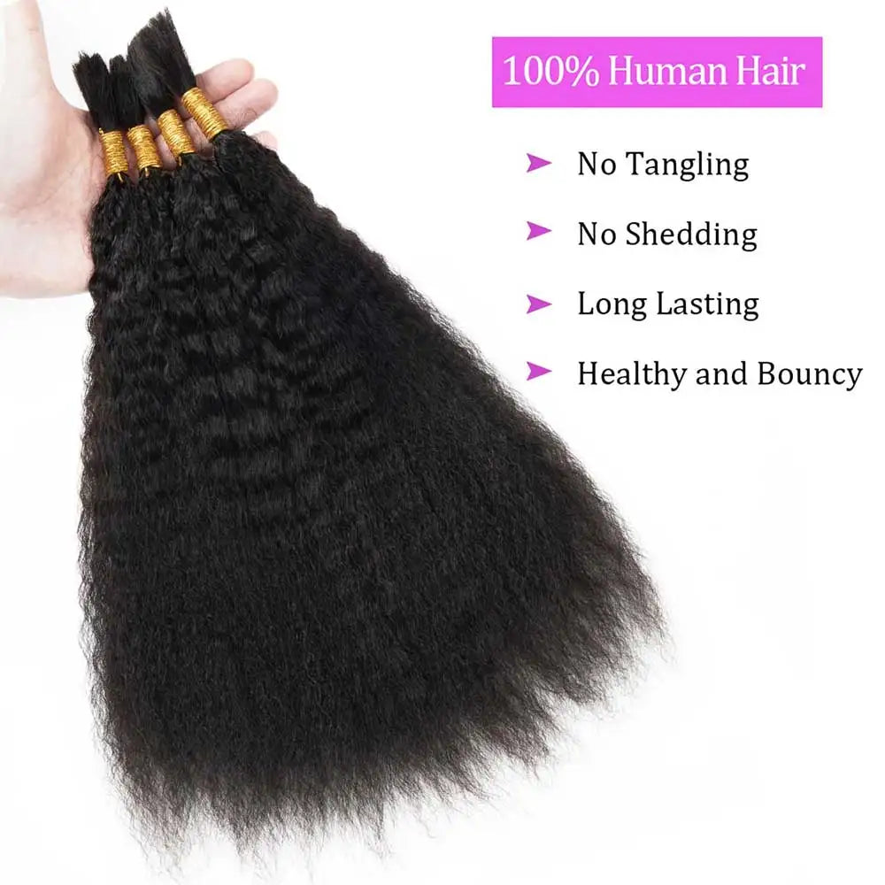 Human Hair Bulk Braiding No Weft Kinky Straight Wet Wavy 100g Yaki
