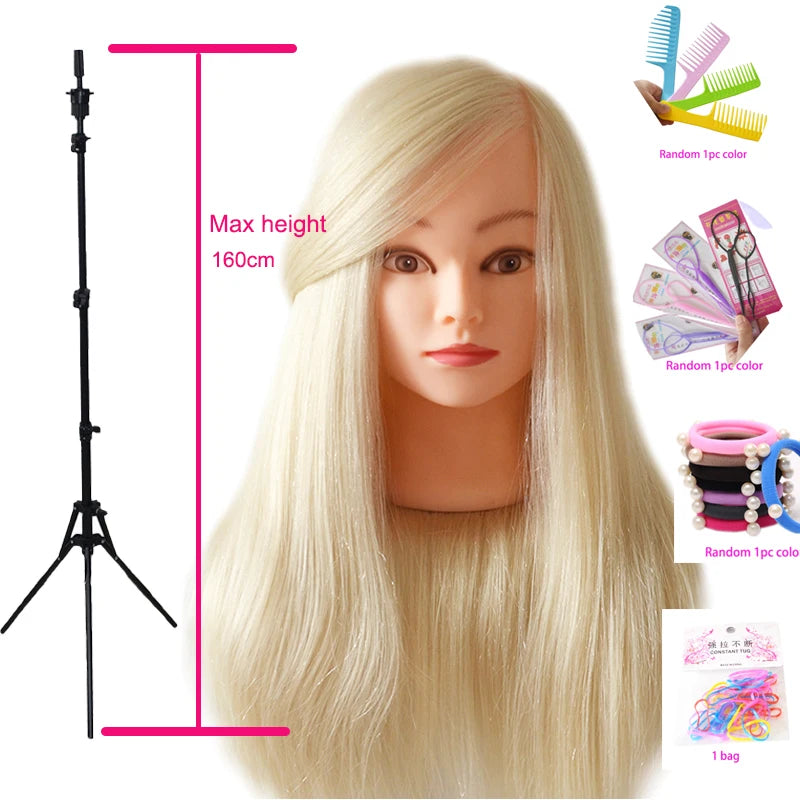 85%Real Hair Doll Head Hairstyle Hairdressing Professional Mannequin Styling To Practice Curl