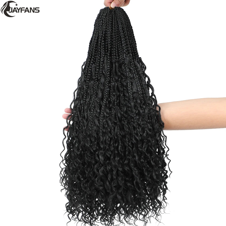 Boho Box Braids Crochet Synthetic Hair Goddess Curly Ends Bohomian