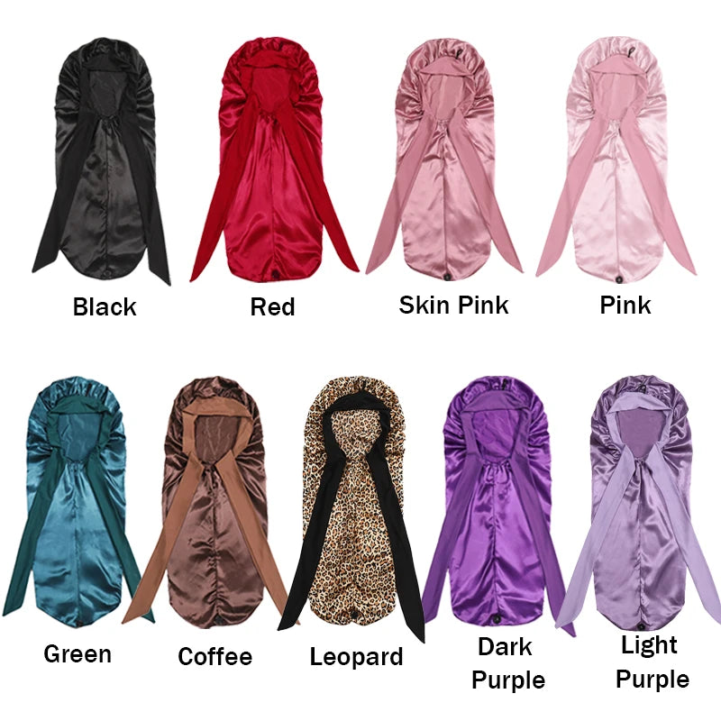 Soft Silky Long Satin Bonnet Natural Hair Curly Extra Large Size Cap