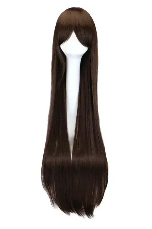 Long Straight Cosplay Wig Black Purple Red Pink Blue Dark Brown Cm