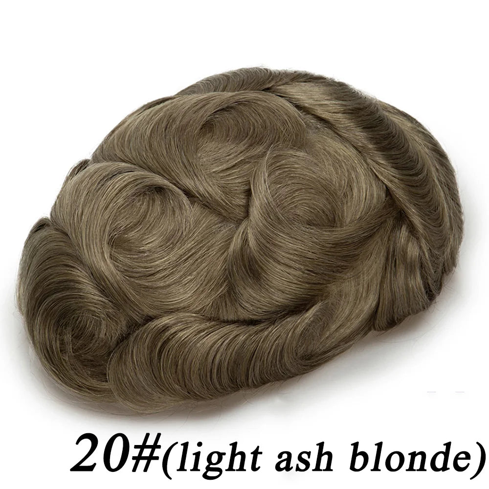 Lace Base Toupee Swiss Front PU Natural Hairline Wig Human Hair Prosthesis