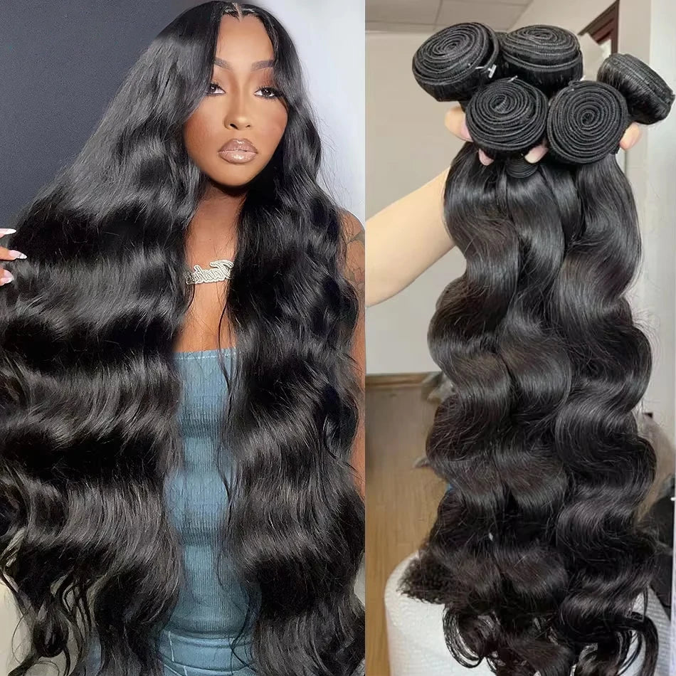 Body Wave Bundles Brazilian Remy Unprocessed Human Hair Wavy Doule Drawn Weave