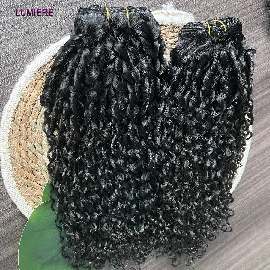Virgin Raw Burmese Pixie Bouncy Curly Bundle Deal Human Hair Deep 3/4
