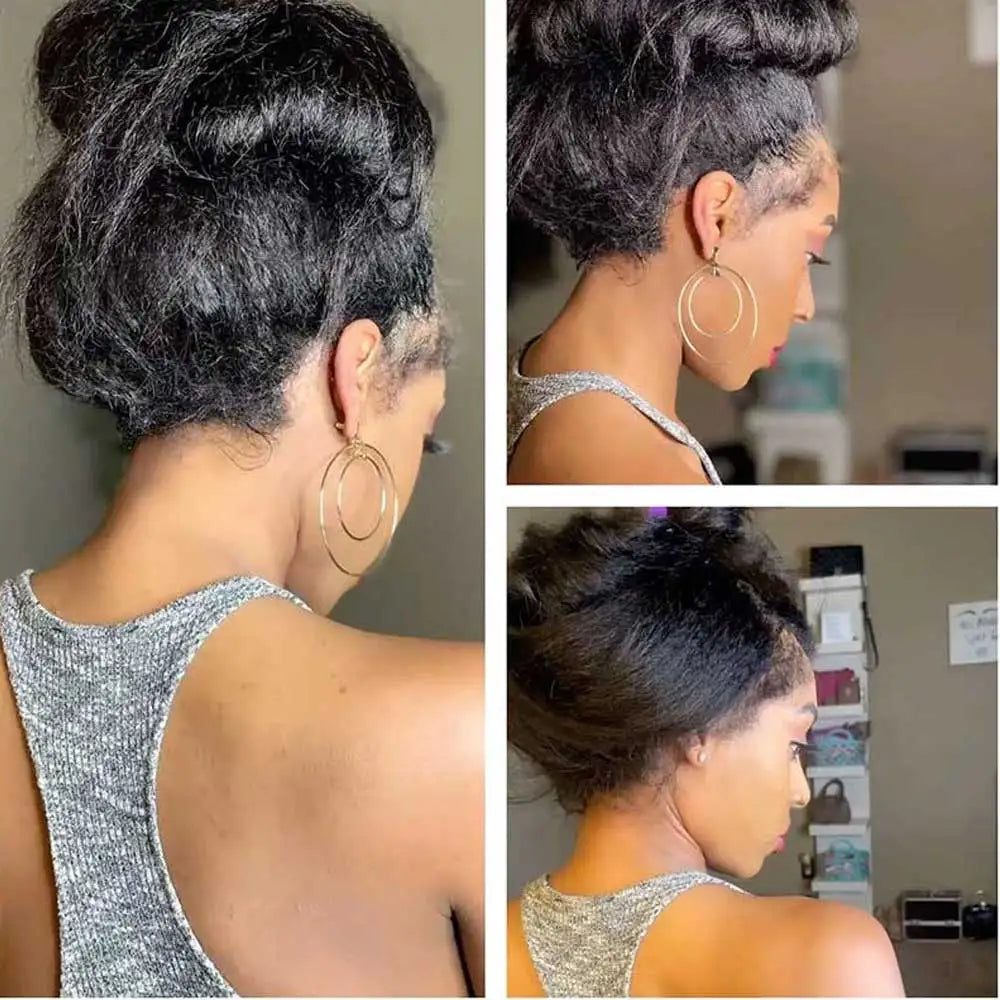 4C Edges Invisible Strap Full HD Lace Front Wigs Density Kinky Straight