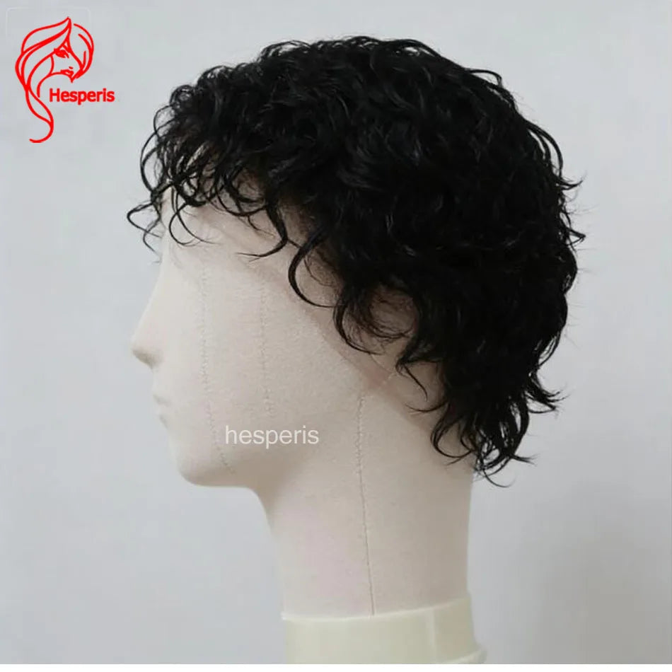 Wavy Pre-Cut Full Lace Wig for Men, Short Pixie, Transparent Lace
