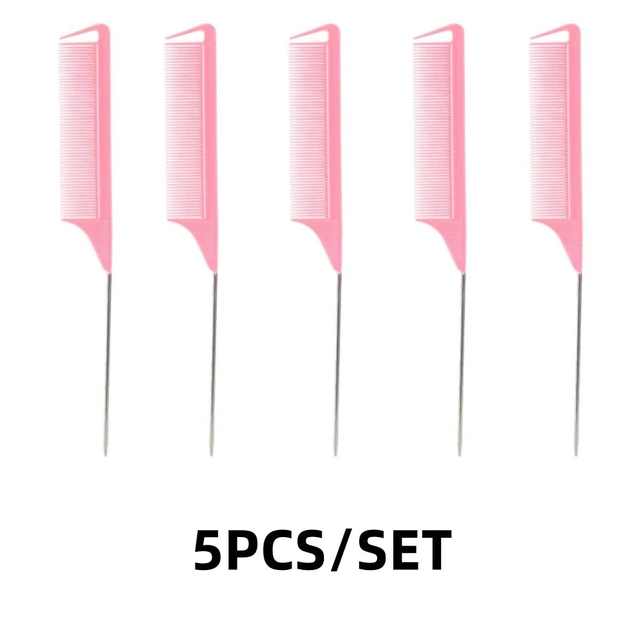 Professional Candy Color Pointy Tail Combs for Wig Parting, Braiding and Hair Dye, 5/12 Pcs
