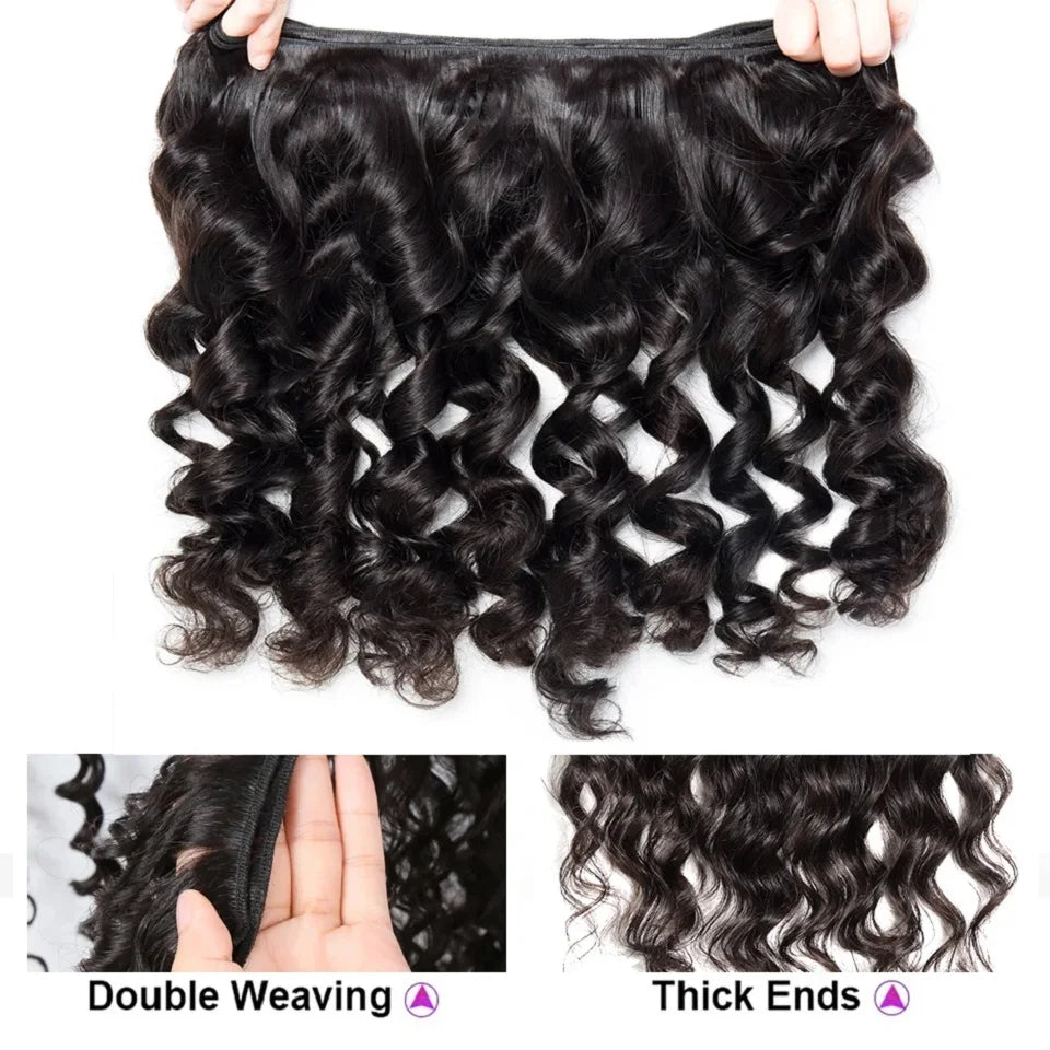 Loose Wave Bundle Human Hair Weave Unprocessed Virgin Wavy Weft Big Spiral