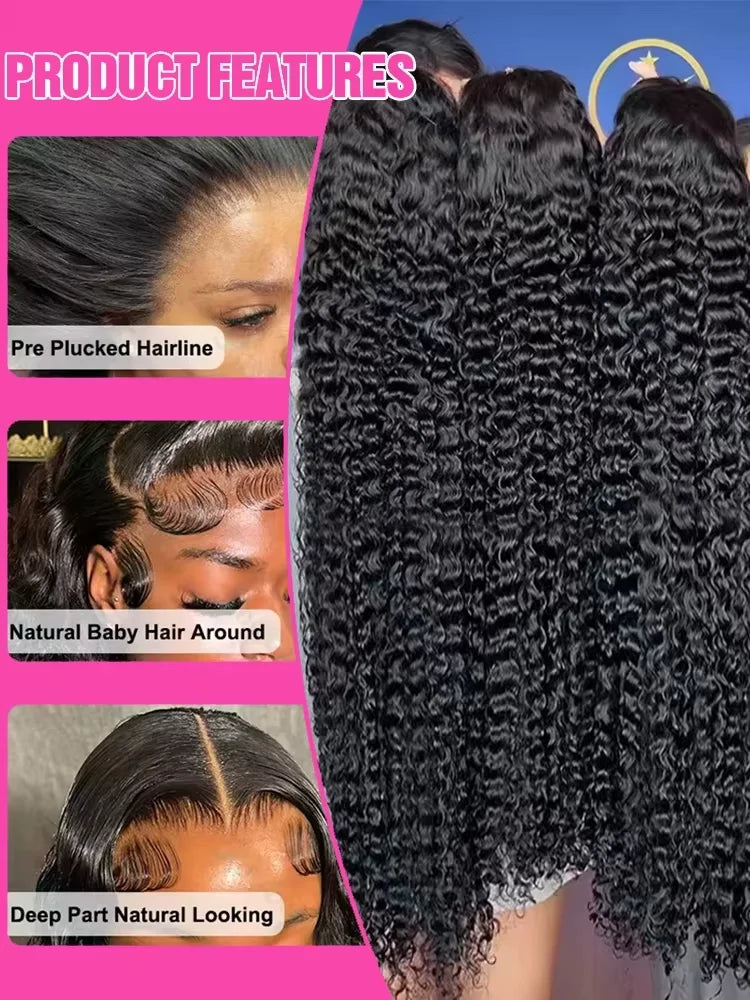 13x6 HD Lace Front Wigs Loose Deep Wave Density Water Curly Frontal
