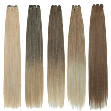 Bone Straight Synthetic Hair Bundles Ombre Blonde Weft Super Long Weave Extensions