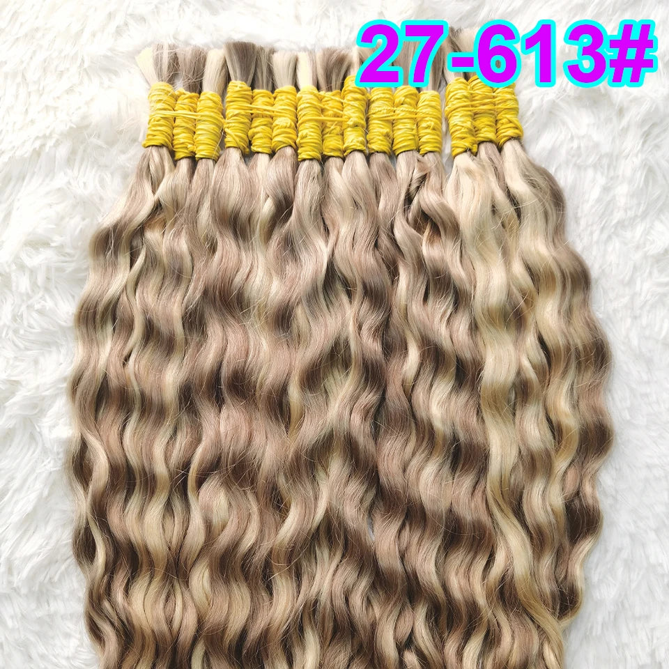 Human Hair Bulk Bundles Curly Water Wave Deep Remy Braiding No Weft