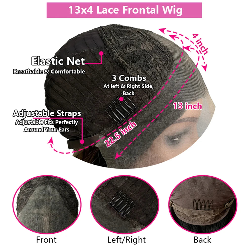 Transparent Lace Wig Highlight Ash Blonde Synthetic Fibre Short Bob Preplucked, 13x4