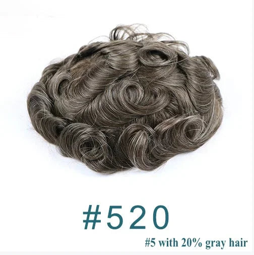 0.02mm Super Thin Skin 1B10 Grey Wig Natural Hairline Undetectable 80%Density Men's