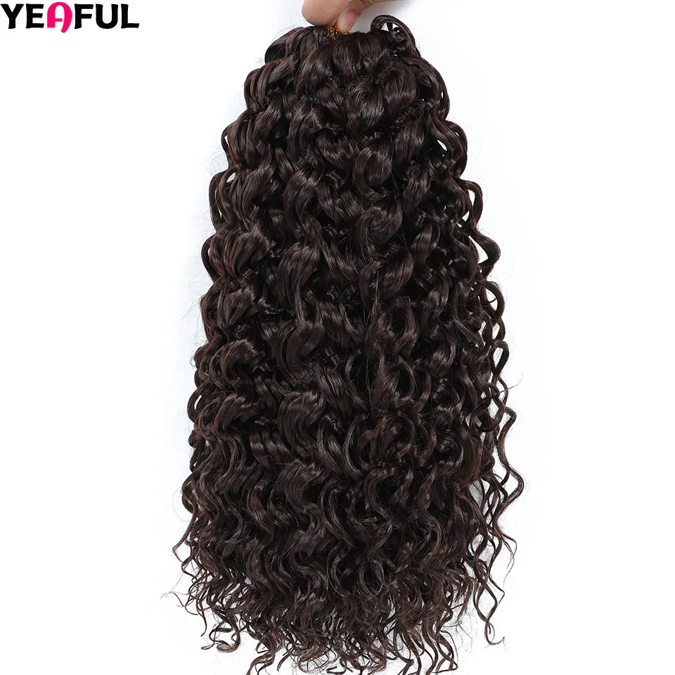 Curl Crochet Hair 14inch 1-8 Packs Ombre Brown Water Wave Curly Braiding