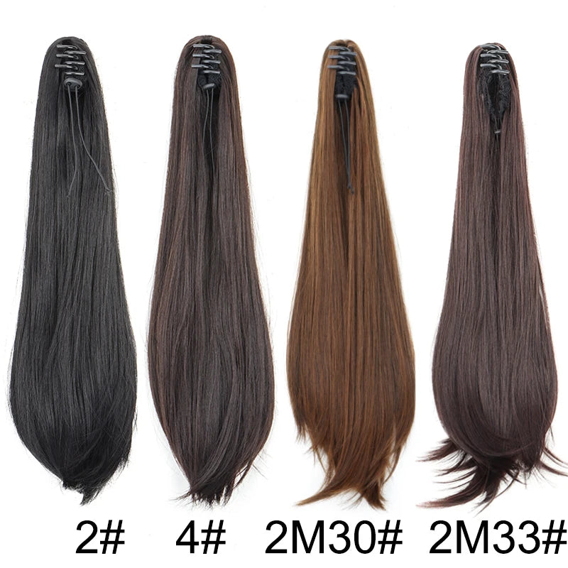 16Inch/20Inch Synthetic Wig Female Slightly Curver Ponytail Hair Extension Claw Clip in Ponytail Hairpice