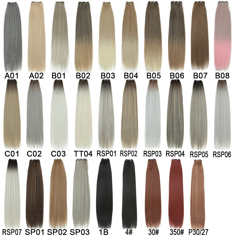 Bone Straight Synthetic Hair Bundles Ombre Blonde Weft Super Long Weave Extensions