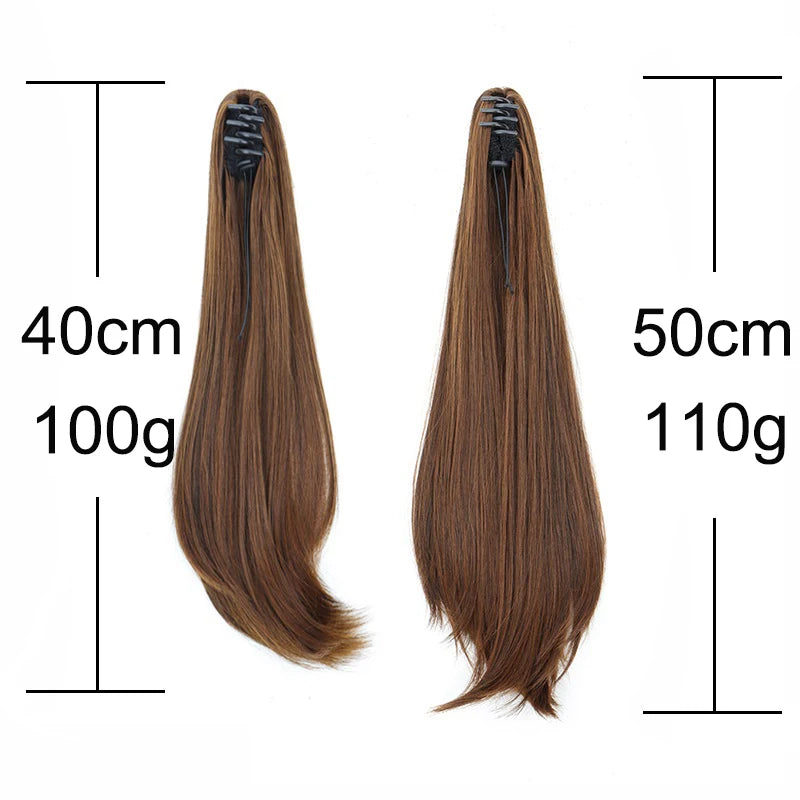 16Inch/20Inch Synthetic Wig Female Slightly Curver Ponytail Hair Extension Claw Clip in Ponytail Hairpice