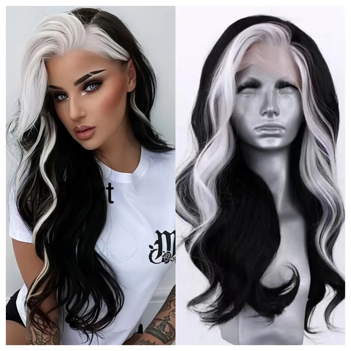 180% Density Brown Roots Ash Blonde Body Wave Lace Frontal Wig, 13x4, Ombre, Synthetic Blend