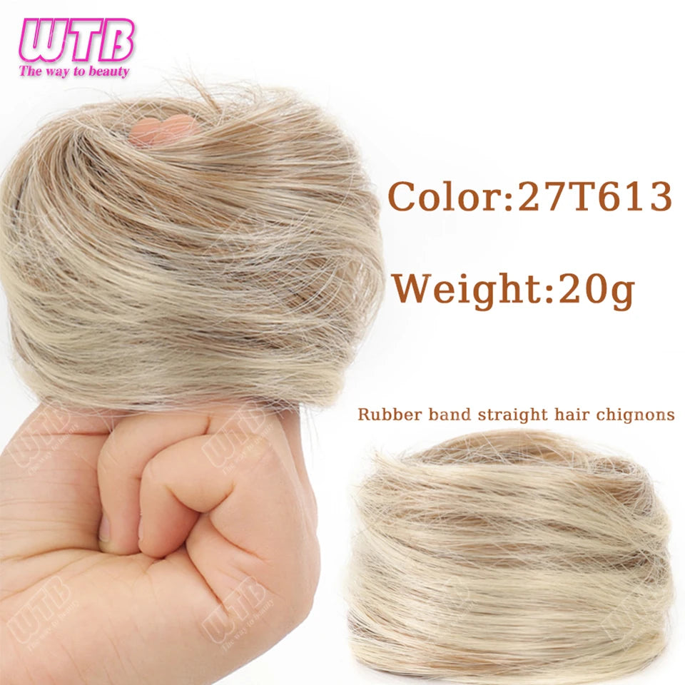 Synthetic Bun Hair Piece Straight Chignon Extension Stretchable Elegant Women's Magic Accessory