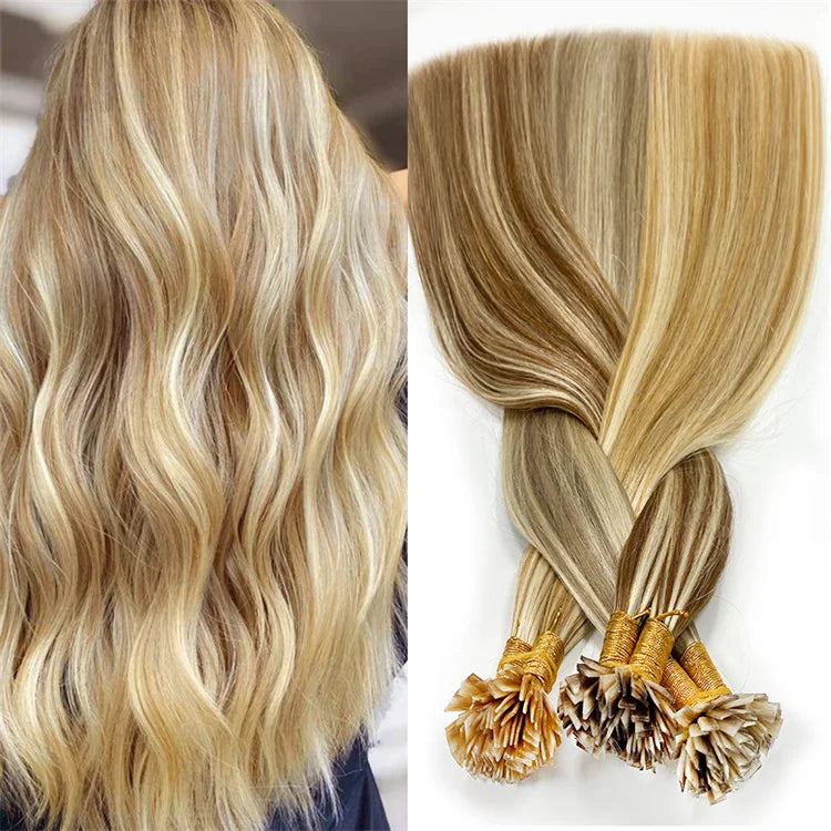 Human Hair Flat Tip Extension Remy Hair18-30inch Real Silky Straight Black Brown