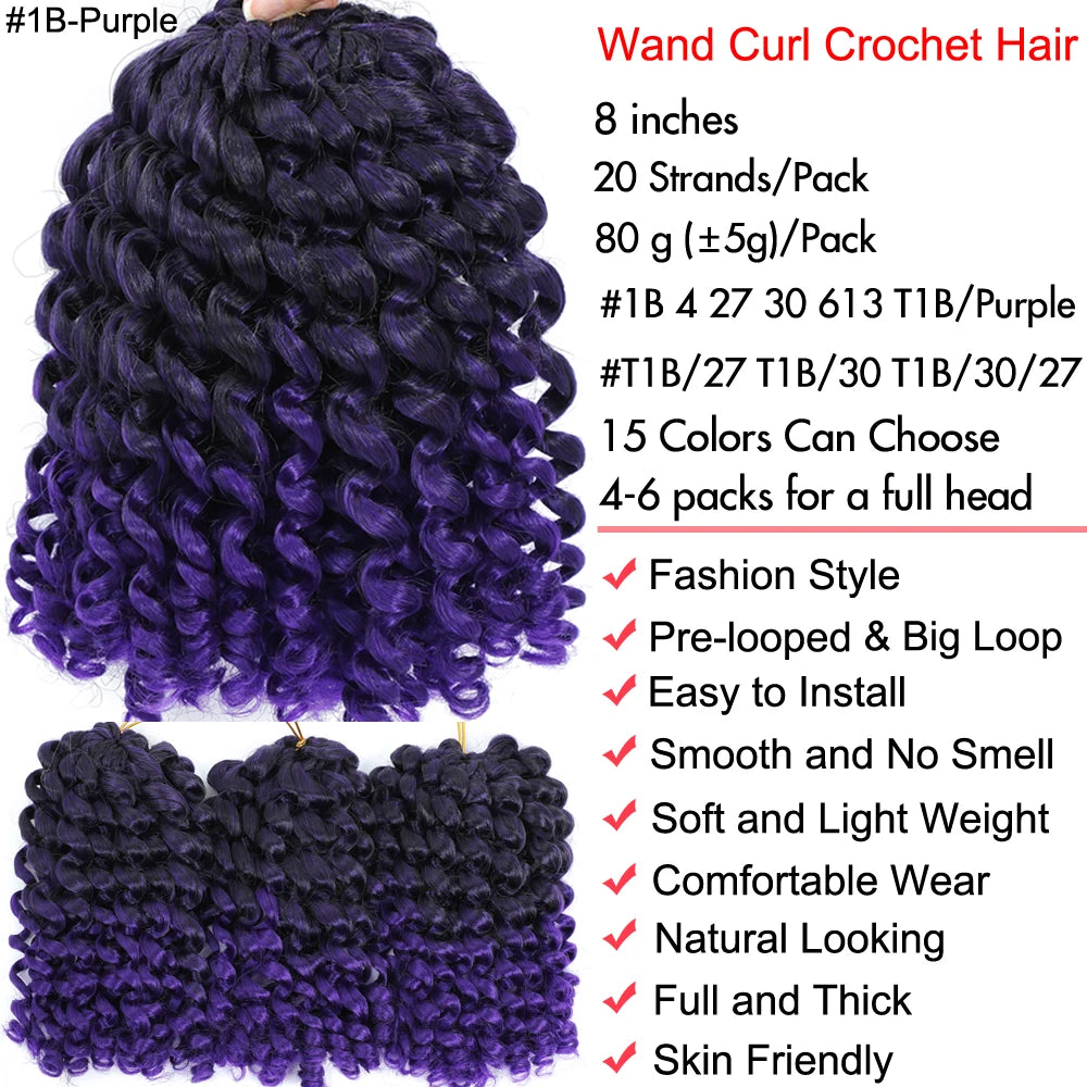 Jamaican Bounce Crochet Hair Jumpy Wand Curl Synthetic Braiding Extensions Ombre Brown