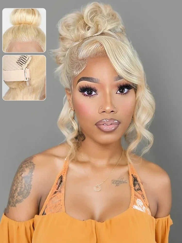 613 Blonde HD Lace Frontal Human Hair Wig, Body Wave, Pre-Plucked, 30 Inch