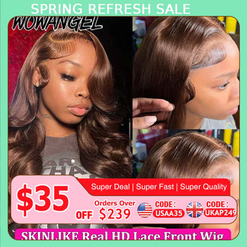 Chocolate Brown Wigs, 13x6 HD Lace Front Melt Skins Body Wave Human