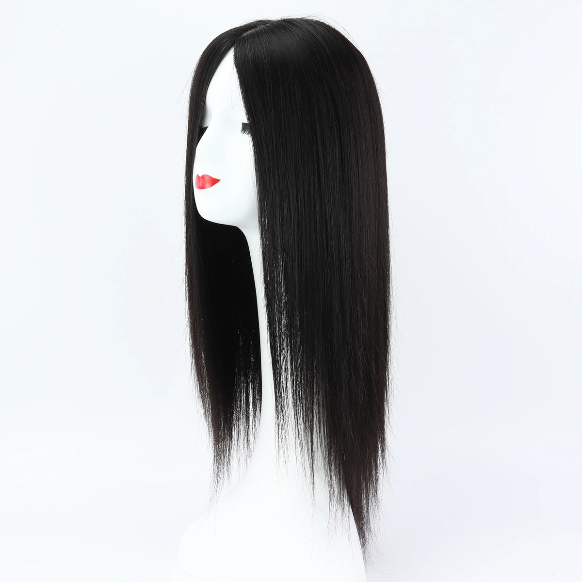 Straight Human Hair Silk Top Wig, 6x6, PU Front, Realistic Scalp